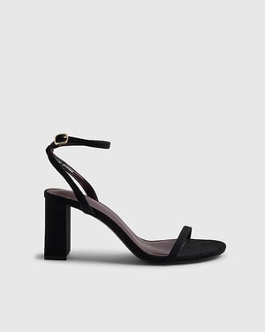 River Island Womens Heeled Sandals Black Wide Fit Open Toe