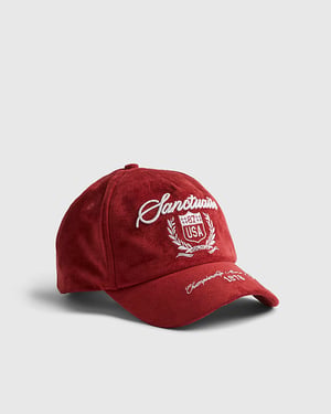 River Island Mens USA Cap Red Sanctuaire Embroidered Graphic