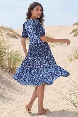 Floral Cotton Blend Tiered Smock Dress