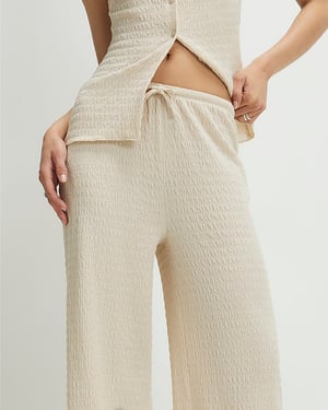 River Island Womens Trousers Beige Texture Wide Leg Trouser