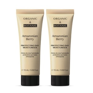 Organic & Botanic Amazonian Berry Anti-Ageing Day Moisturiser 15ml Duo Kit for Fine Lines, Wrinkles, Dryness