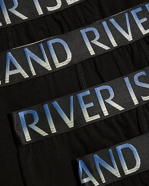 River Island Mens Trunks Black Ombre RI Waist 5 Pack Underwear