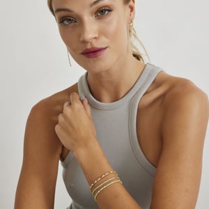 Luxenter 925 Sterling zilveren armband met multicolour zirkonia afgewerkt in 18K geel goud - Tahu
