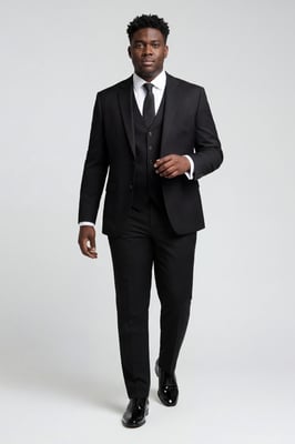 Carter & Jones Black Big & Tall Three Piece Tailored Fit Suit