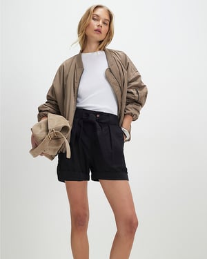 River Island Womens Shorts Black Belt Detail Elasticated Button