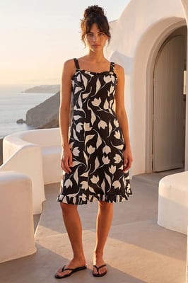 Sleeveless Floral Frill Hem Dress