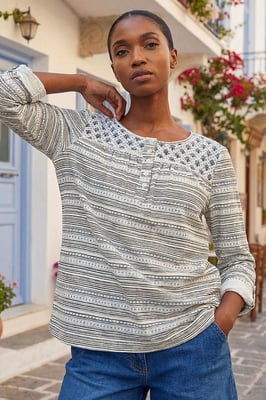 Petite Contrast Front Tunic Top