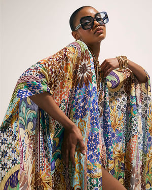 River Island Womens Maxi Kaftan Blue Tile Print Del Maar