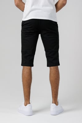 Black Organic Cotton Slim Fit Chino Shorts
