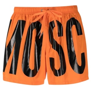 Moschino Brand Print Logo Orange Short Swim Shorts