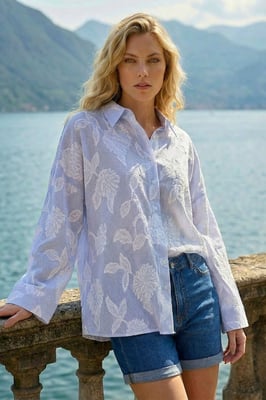 Floral Jacquard Buttoned Shirt