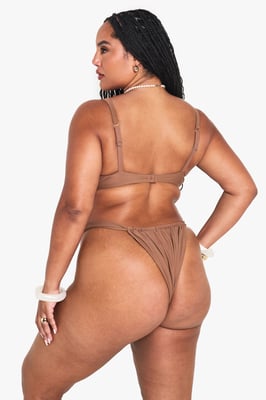 Plus Shell Trim Ruched Tanga Bikini Bottoms