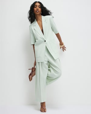 River Island Womens Trousers Green Ankle Grazer Tailored