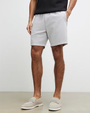 River Island Mens Shorts Grey Regular Fit Linen Pull On Zipped Button