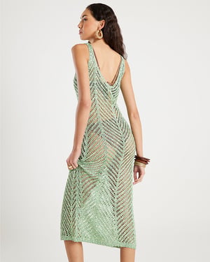 River Island Womens Maxi Beach Dress Green Sleeveless Lurex