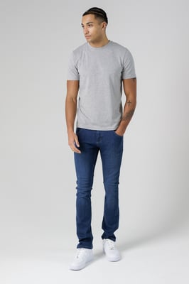 Blue Organic Cotton Blend Slim Fit Mid-Rise Denim Jeans