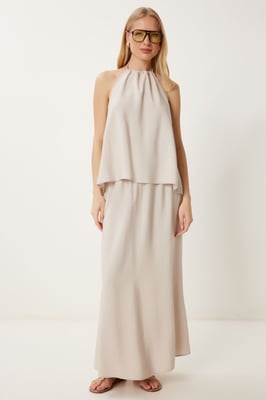 Halter Neck Blus och Maxi Kjol Set