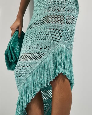 River Island Womens Midi Beach Dress Blue Metallic Knit Sleeveless