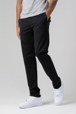 Black Organic Cotton Blend Slim Fit Classic Chinos