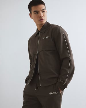 River Island Mens Jacket Brown Regular Fit Puppytooth Graphic