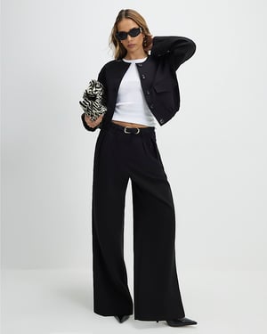 River Island Womens Bomber Jacket Black Pocket Detail Long Sleeve