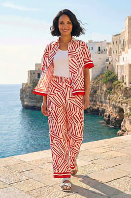 Geometric Wide Leg Trouser