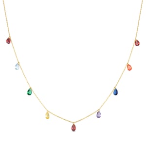 Luxenter Lukza-halsband i 925 sterlingsilver och flerfärgade zirkonia med 18k gul guldplätering