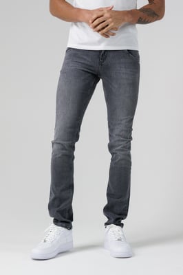 Grey Organic Cotton Blend Skinny Mid-Rise Denim Jeans