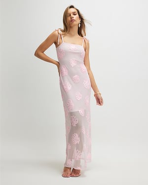 River Island Womens Maxi Dress Pink Sleeveless Cornelli Design
