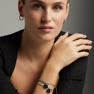 Luxenter mi sol armband in 925 sterling zilver en blauwe agaat met gerhodineerde afwerking