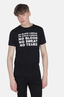 Black Organic Cotton Crew Neck Short Sleeve Graphic Print T-Shirt