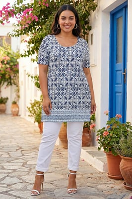 Curve Geo Stretch Jersey Tunic Top