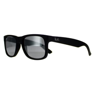 Ray-Ban Zonnebril Justin 4165 622/6G Rubber Zwart Grijze Spiegel