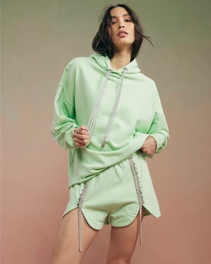 River Island Womens Shorts Green Year Zero Embellished Elasticated
