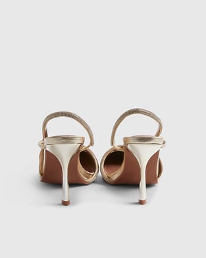 River Island Womens Court Shoes Gold Diamante Slingback Strap Heels