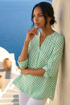 Spot Print Woven Top