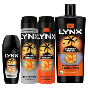 Lynx Sunset Fresh Bundle Spray, Antiperspirant, Bodywash & Rollon