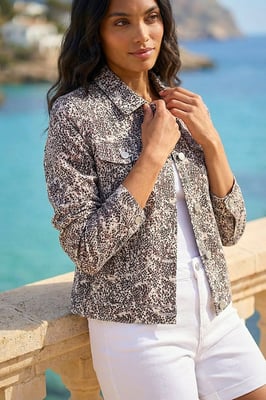Animal Print Bengaline Pocket Jacket