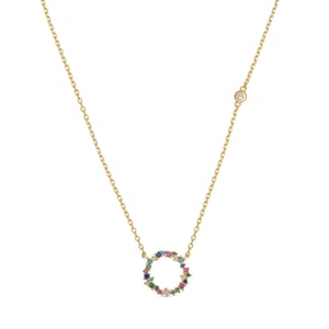 Luxenter Sterling zilveren 925 collier met veelkleurige zirkonia afgewerkt in 18K geelgoud - Thilak