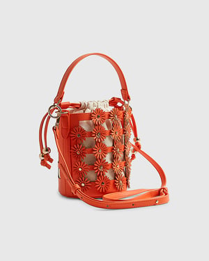 River Island Womens Bucket Bag Orange 3D Floral Cut Out