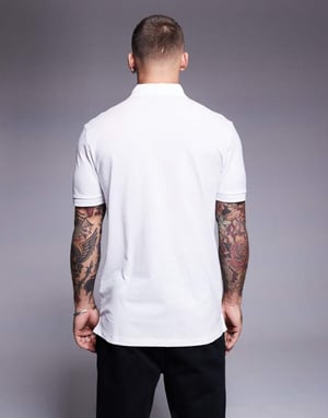 HUGO Red dereso badge logo polo in white