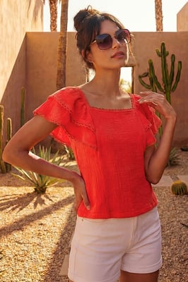 Textured Lace Trim Top