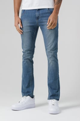 Blue Organic Cotton Blend Skinny Mid-Rise Denim Jeans