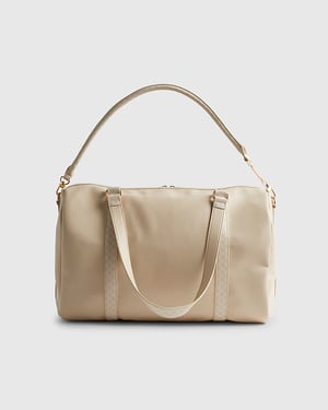 River Island Womens Holdall Cream Monogram Trim Soft Zip