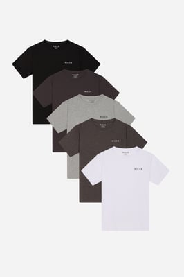 Multi 5-Pack 100% Cotton Crew Neck Night T-Shirts In Assorted Colours