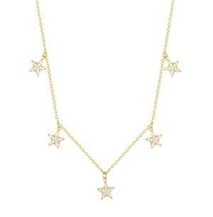 18ct Gold Plate CZ Star Drop Charm Necklace