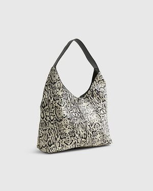 River Island Womens Shoulder Bag Beige Snake Pony Hair Popper