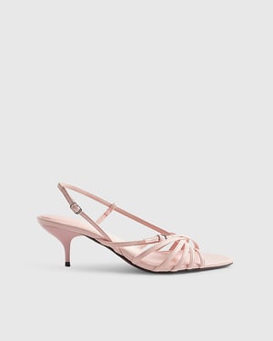 River Island Womens Sandals Pink Caged Kitten Heel Buckle Pointed Toe