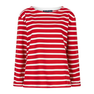 Red Button Sweater srb4755 terry stripe red