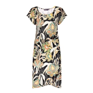 Geisha 47138-60 lola 515 dress elastic waist aop pr.07-24-1 emerald/orange
